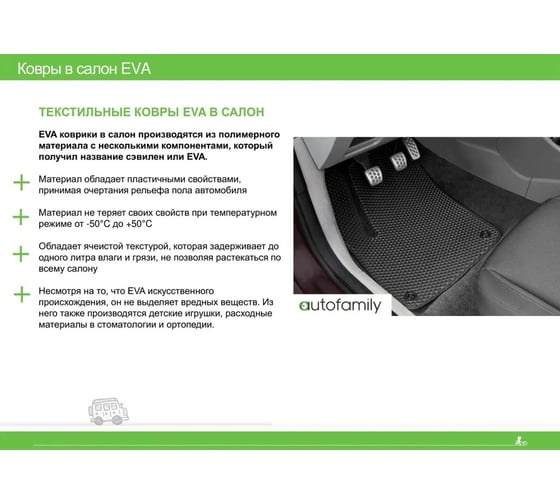 Коврики в салон Klever EVA подходят для RENAULT Logan (I, Ir) 2004-2015, Sandero (I) 2009-2014, LADA Largus EVA.B.0504102522110k