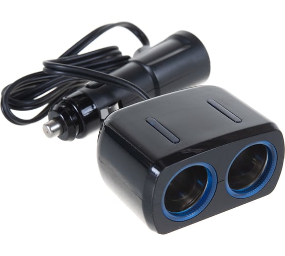 Разветвитель прикуривателя на 2 гнезда + USB, с подсветкой АВТОСТОП BLACK 12-24V AB-54403 1