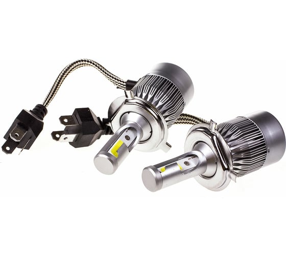 Автолампа-LED SKYWAY H4 26W 6000K 2500Lm 12/24V 2-конт АТОМ (C6) рад+вент компл.2 шт S08701003