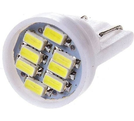 Автолампа диод SKYWAY T10W5W 24V 8 SMD диодов 1-конт белая салон, габариты, номер, стопы S08202007