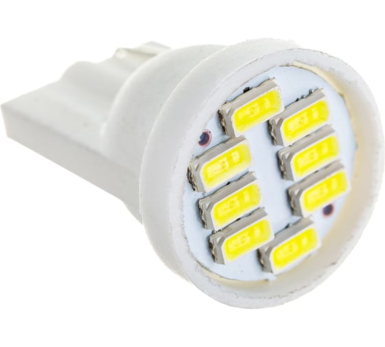 Автолампа диод SKYWAY T10W5W 24V 8 SMD диодов 1-конт белая салон, габариты, номер, стопы S08202007
