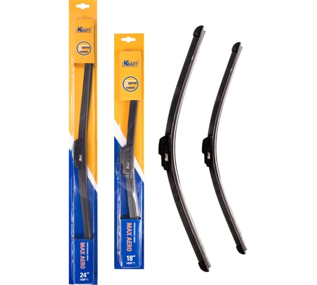 Комплект бескаркасных щеток стеклоочистителя KRAFT 600/450 мм, 1 адаптер KT 830861