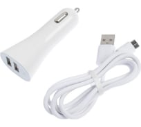Автомобильное зарядное устройство Luazon UC-42, 2 USB, 2A, кабель Type-C, 1 A, 1 м, белый 4310386