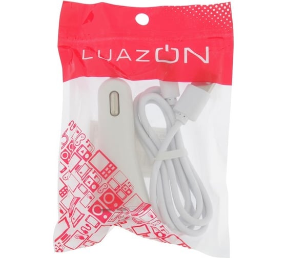 Автомобильное зарядное устройство Luazon UC-42, 2 USB, 2A, кабель Type-C, 1 A, 1 м, белый 4310386