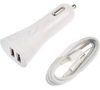 Автомобильное зарядное устройство Luazon UC-41, 2 USB, 2A, кабель lightning, 1 A, 1 м, белый 4310385