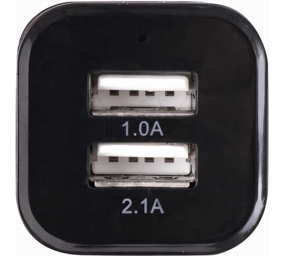Автомобильное зарядное устройство SONNEN 2 порта USB, выходной ток 2.1 А, черное-белое 454796