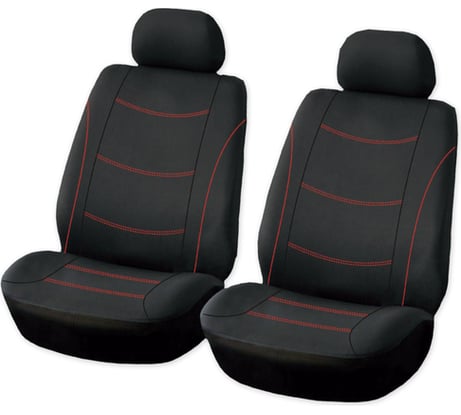 Чехол-рубашка на переднее сиденье с подголовником ARNEZI черный с красной строчкой, 4 предмета 00-01035831