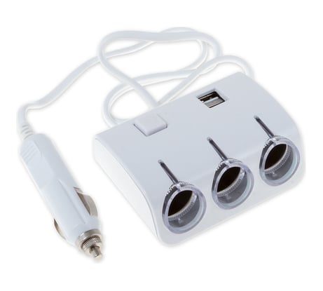 Разветвитель прикуривателя на 3 гнезда и USB ARNEZI 5 А, 80 Вт, 12/24 В 00-00976201