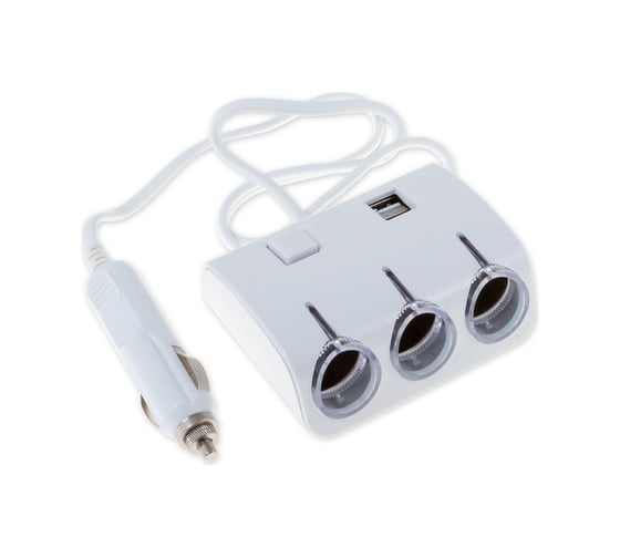 Разветвитель прикуривателя на 3 гнезда и USB ARNEZI 5 А, 80 Вт, 12/24 В 00-00976201