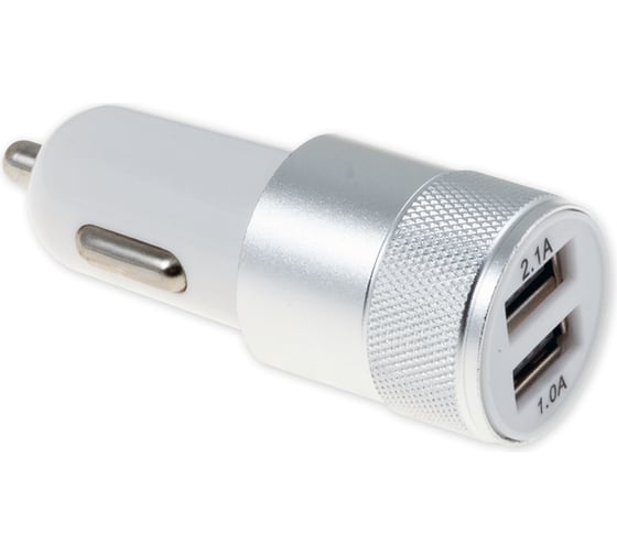 Автомобильный адаптер ARNEZI 2xUSB, 5 В, 1+2.1 А, в прикуриватель, серебристый, 12/24 В A0603003 1