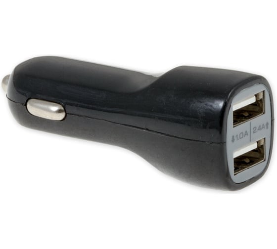 Автомобильный адаптер Arnezi 2xUSB 5В 1А+2,4А в прикуриватель 12В/24В BLACK A0603005 1