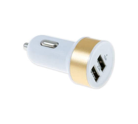 Автомобильный адаптер Arnezi 2xUSB 5В 1А+2,4А в прикуриватель 12В/24В GOLD A0603006