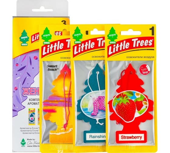 Комплект ароматизаторов Car-Freshner Little Trees Елочка Женский, 3 шт. LTMIX 1
