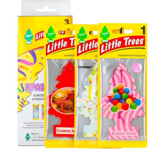 Комплект ароматизаторов Car-Freshner Little Trees Елочка 3 шт., праздник LTMIX3 1