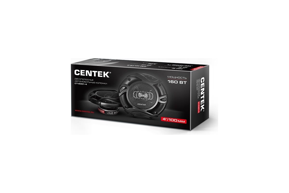 Автоколонки Centek 100 мм, 160 Вт, 2 полосы, 105-20000 Гц CT-8301-4 -  выгодная цена, отзывы, характеристики, фото - купить в Москве и РФ