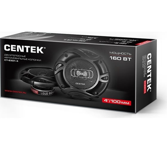 Автоколонки Centek 100 мм, 160 Вт, 2 полосы, 105-20000 Гц CT-8301-4