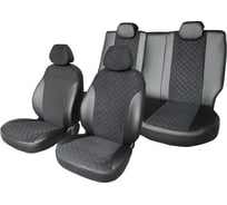 Чехлы на сиденья DEFLY Nissan Note (E12), 2012-2020, экокожа черная/ромб перфорация Nis13-2KR