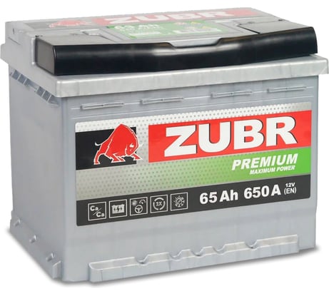 Аккумулятор ZUBR Premium 65Ah R+ (низкий) ZP650