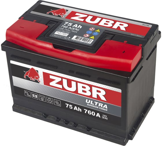 Аккумулятор ZUBR Ultra 75Ah R+ ZU750