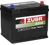 Аккумулятор ZUBR Premium Asia 75Ah R+ (нижний борт) ZPA750