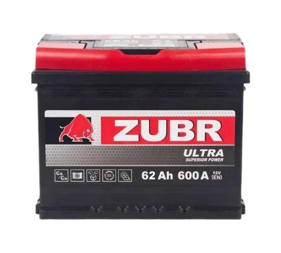 Аккумулятор ZUBR Ultra 62Ah R+ (низкий) ZU620