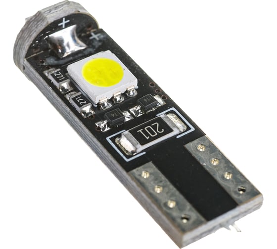 Диодная автолампа SKYWAY T10-W5W, 12 В, обманка, 3 SMD, CANBUS, без цоколя, 1-контактная, белая S08201082