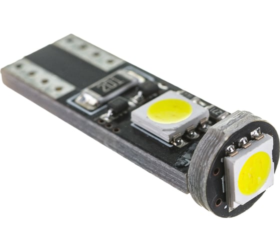 Диодная автолампа SKYWAY T10-W5W, 12 В, обманка, 3 SMD, CANBUS, без цоколя, 1-контактная, белая S08201082