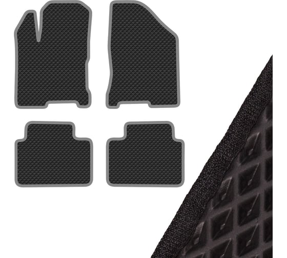 Коврик салона SKYWAY ВАЗ LADA 2180 Vesta, левый руль, 4 предмета, EVA, черный S01705053 1