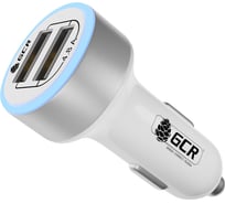 Автомобильное зарядное устройство GCR на 2 USB-порта 4.8 A, белое, LED-индикация VIV51I984