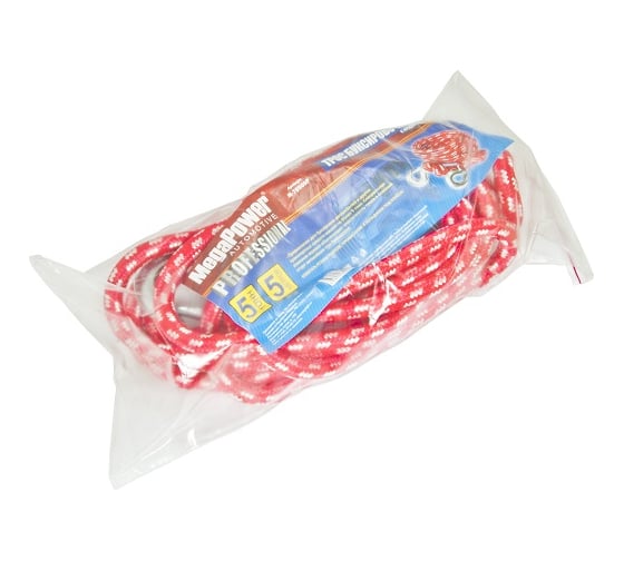 Буксировочный трос MEGAPOWER PREMIUM 5000 кг, 5 м, с крюками, в пакете M-75505P