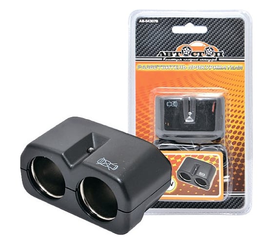 Разветвитель прикуривателя АВТОСТОП BLACK на 2 гнезда, 12 В AB-54307B 1