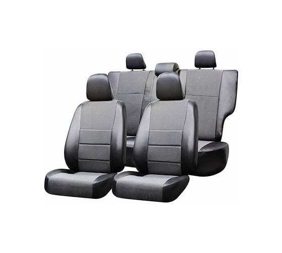 Чехлы на сиденья SKYWAY CHEVROLET NIVA SUV, 2002-2014 г.в., жаккард/экокожа, 12 предметов, темно-серый, левый руль Ch1-2C