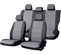 Чехлы на сиденья SKYWAY KIA RIO, 2011-2017 г.в., 3-е поколение UB, жаккард, 11 предметов, темно-серый, левый руль Kia1-2