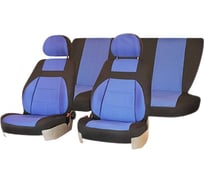 Чехлы на сиденья SKYWAY LADA GRANTA, 2011-2018 г.в., жаккард, 13 предметов, черный/синий, левый руль V016-D4