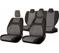 Чехлы на сиденья SKYWAY LADA KALINA, 2004-2013 г.в., жаккард, 13 предметов, темно-серый, левый руль V003-D2