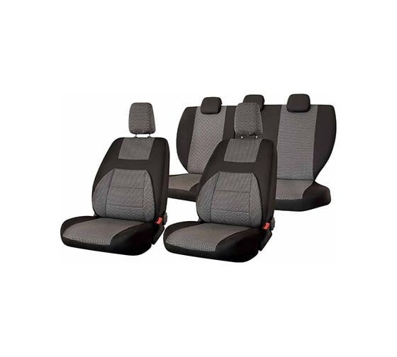 Чехлы на сиденья SKYWAY LADA PRIORA, 2007-2013 г.в., седан, жаккард, 12 предметов, темно-серый, левый руль V005-D2