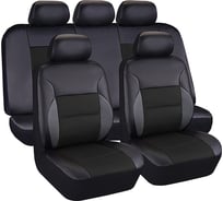 Чехлы для автомобильных сидений KRAFT LUXURY универсальные, экокожа, черно-серые KT 835641