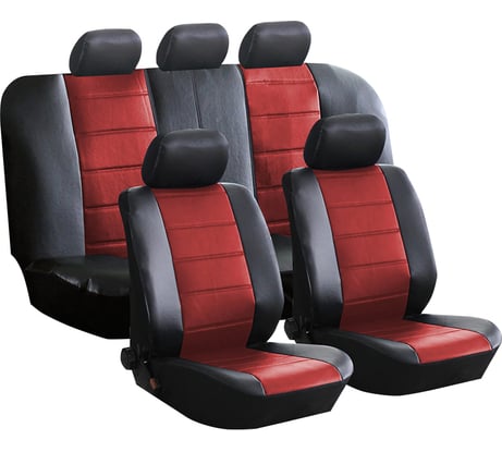 Чехлы для автомобильных сидений KRAFT FASHION универсальные, экокожа, черно-красные KT 835623