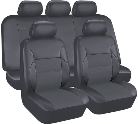 Чехлы для автомобильных сидений KRAFT LUXURY универсальные, экокожа, серые KT 835642