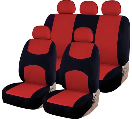 Чехлы для автомобильных сидений KRAFT CASUAL универсальные, полиэстер, черно-красные KT 835610