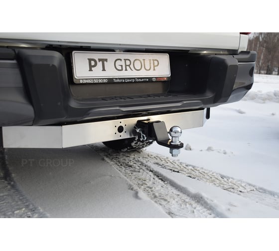 Фаркоп PT Group ТСУ со съемным квадратом, с нержавеющей накладкой, Toyota Hilux 2015-н.в. 09121501