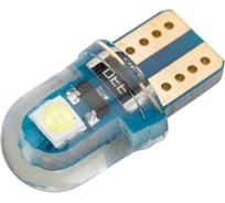 Автолампа SKYWAY светодиодная, T10W5W, 12 В, 2SMD, 1 контакт, силикон, белая, салон, габариты, номер, стопы S08201436