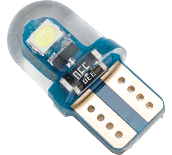 Автолампа SKYWAY светодиодная, T10W5W, 12 В, 2SMD, 1 контакт, силикон, белая, салон, габариты, номер, стопы S08201436