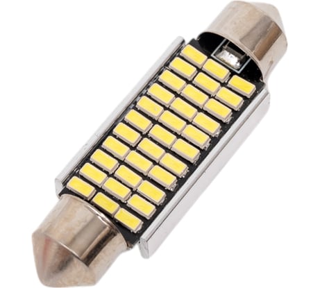 Автолампа SKYWAY светодиодная, T11C5W, 12 В, 33SMD, 1 контакт, 41 мм, белая, салон, номер S08201445