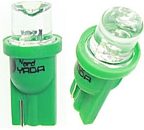Светодиод Nord-Yada T10-01 (1LED) 12V W5W Base:BW2,1x9,5 D конус зеленый 0.13 W 1.8 lm (2 шт в 1 упаковке) 902378