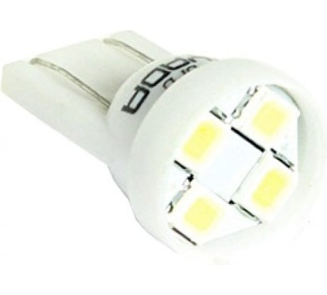 Светодиод Nord-Yada T10 4SMDx1chip (size3528) W5W (W2,1x9,5d) 0.36W 12 V 24 lm белый (2 шт в 1 упаковке) 902651