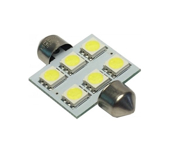 Светодиод Nord-Yada T11x39-S8.5(6SMD) 12V C5W белый 0.36W 36lm (2 шт в 1 упаковке) 900303