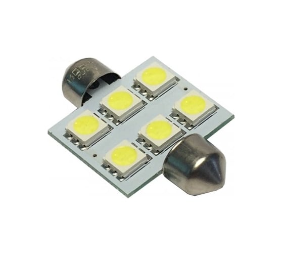 Светодиод Nord-Yada T11x31-S8.5 (6SMD size 5050) 12V C5W белый (2 шт в 1 упаковке) 902577