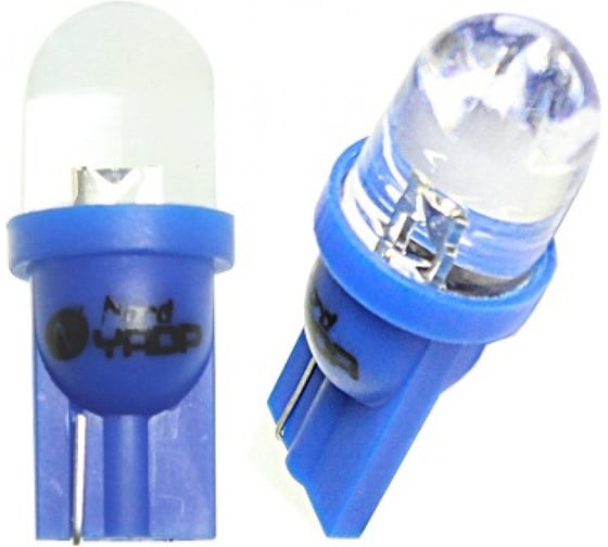 Светодиод Nord-Yada T10-01 (1LED) 12V W5W Base:BW2,1x9,5D стандартный синий 0.13 W 0.4lm (2 шт в 1 упаковке) 902376