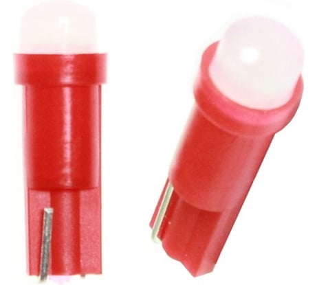 Светодиод Nord-Yada T5-01 (1LED) 12V W1.2W Base:W2.0-4.6d красный 0.24W 1 lm COB (2 шт в 1 упаковке) 904709